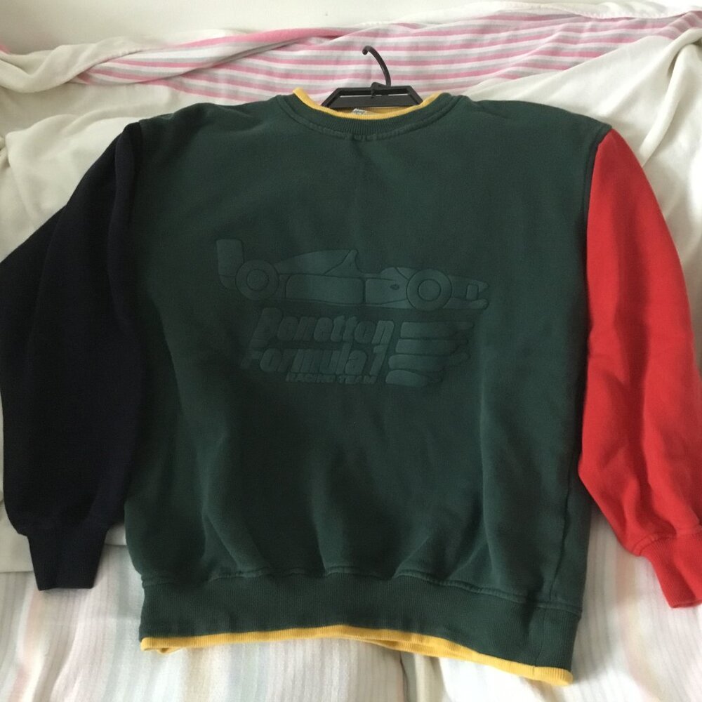Vintage 90s United Colors of Benetton F1 Racing Team Sweatshirt Mens Large